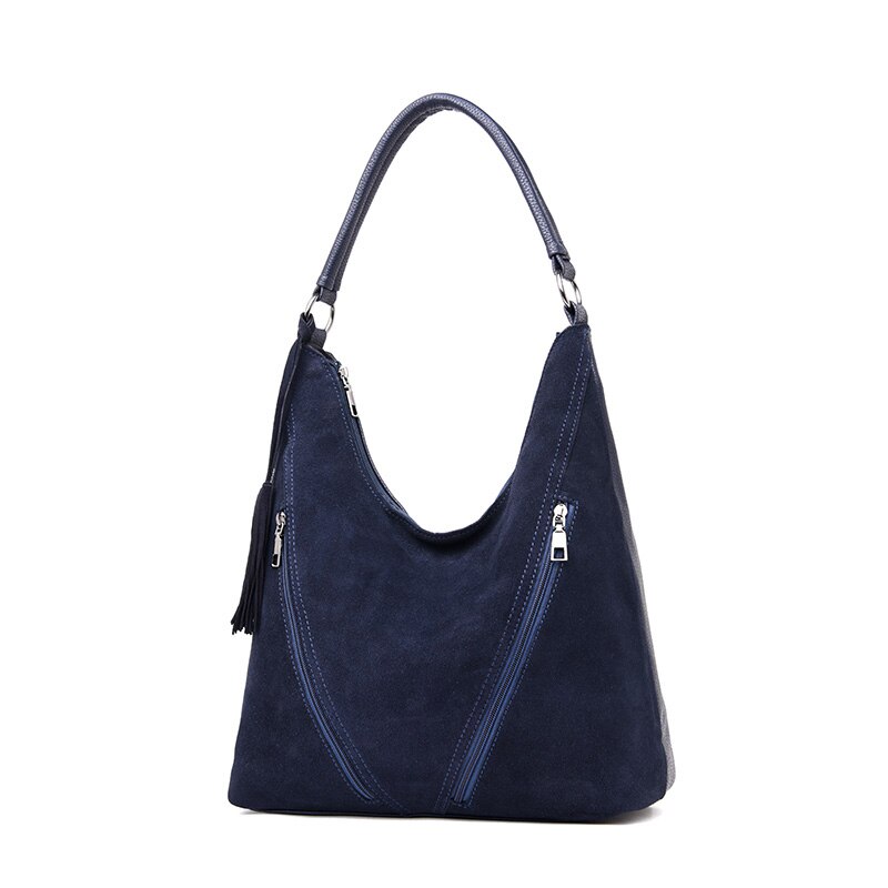 Vfemage Lederen Handtassen Vrouwen Tassen Vrouwelijke Suede Schouder Crossbody Tas Dames Tote Vrouwen Hobos Top-handvat Tassen Sac: Blue