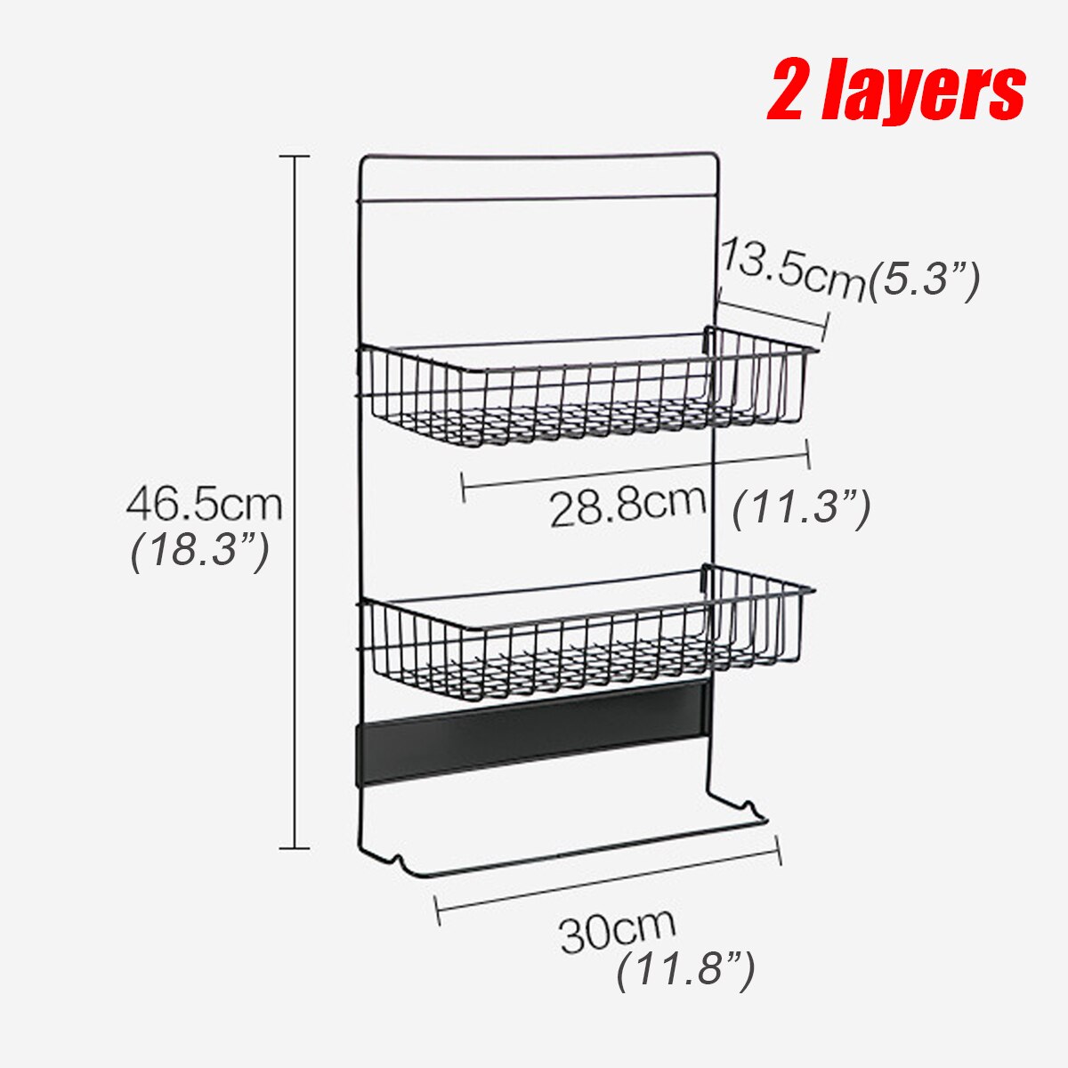 Multi-functional Refrigerator Rack Fridge Side Shelf Sidewall Holder Kitchen Fridge Side Rack Space Saver: 2 layers