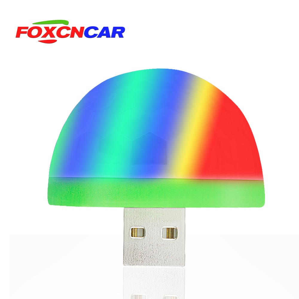 Foxcncar LED H4 Auto USB Sfeer Licht DJ RGB Mini Kleurrijke Muziek Geluid Lamp USB-C Telefoon ampul Feestelijke sfeer Dynamische