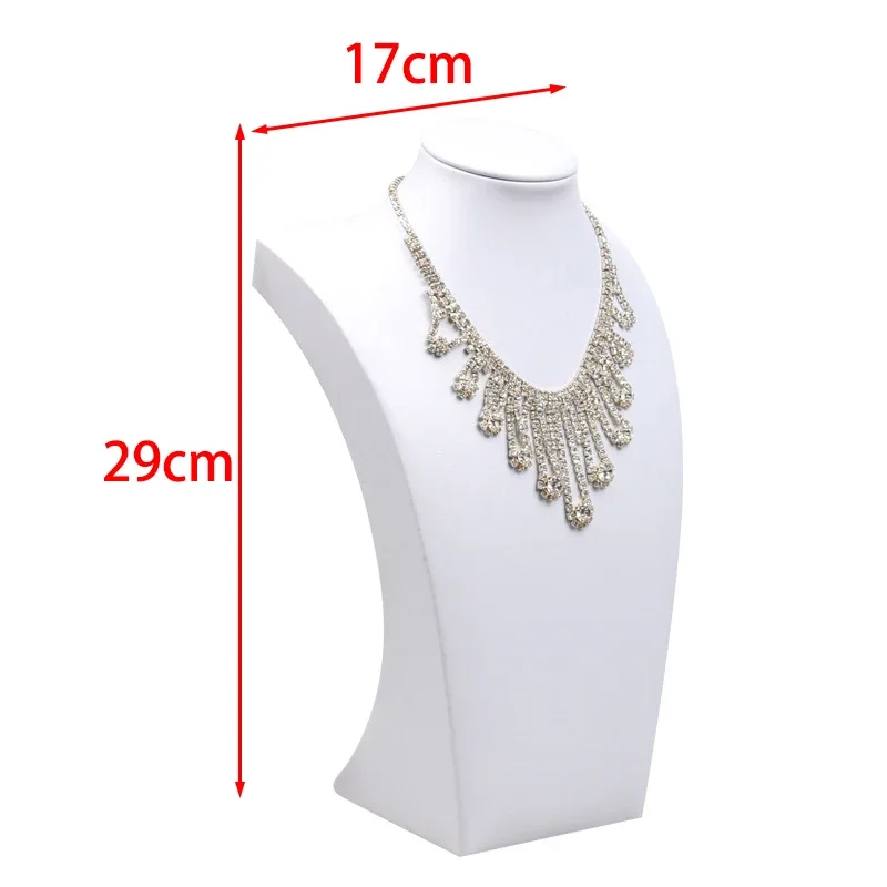 29cm Black&amp;White PU Necklace Display Rack Stand Portrait Jewelry Display Holder Mannequin Bust Pendant Necklace Window Display: White PU-29cm