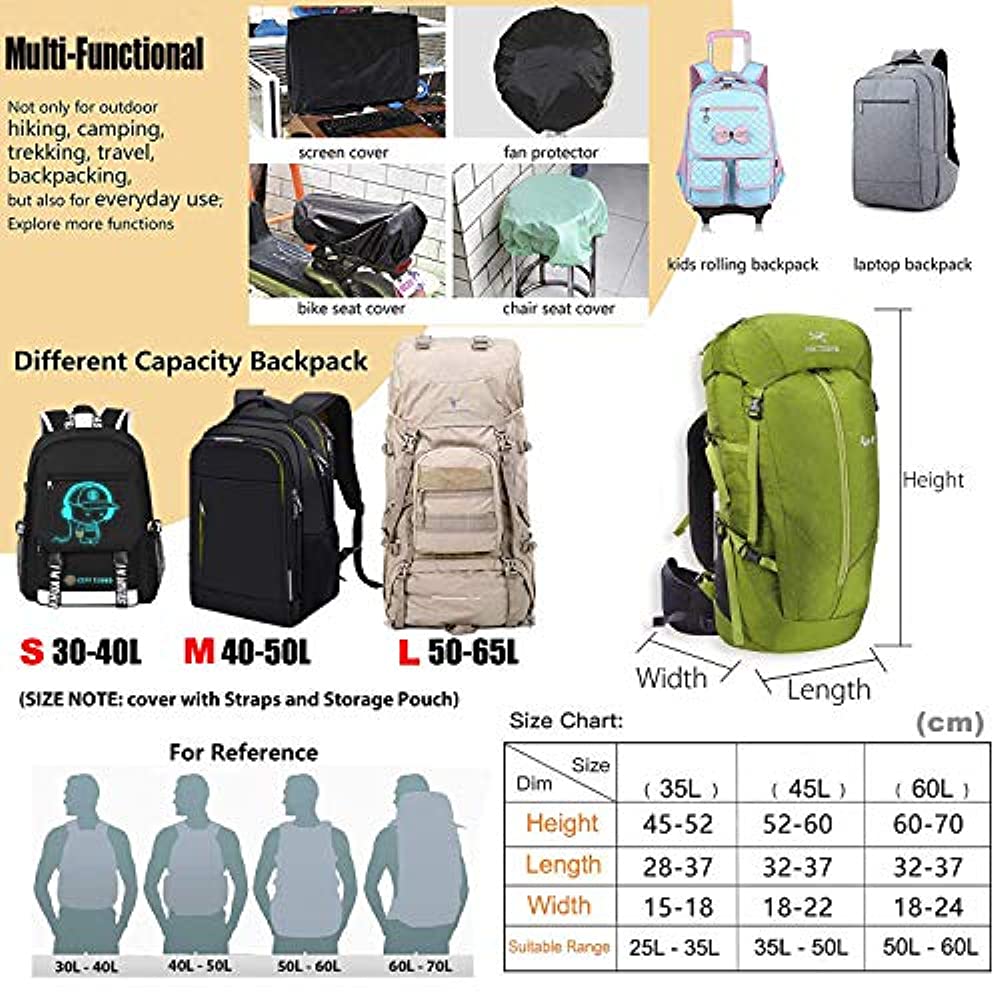 Wasserdichter Rucksack-Regenschutz, reflektierend, mit Riemen, 15 l–65 l, Rucksack-Abdeckung, verbesserte Kreuzschnalle, Wandern, Camping, Radfahren
