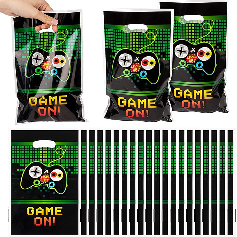 50Pcs Video Games Party Favor Bags Plastic Bags Gaming Candy Bags for Kids St. Patrick's Day Party Supplies Decorations