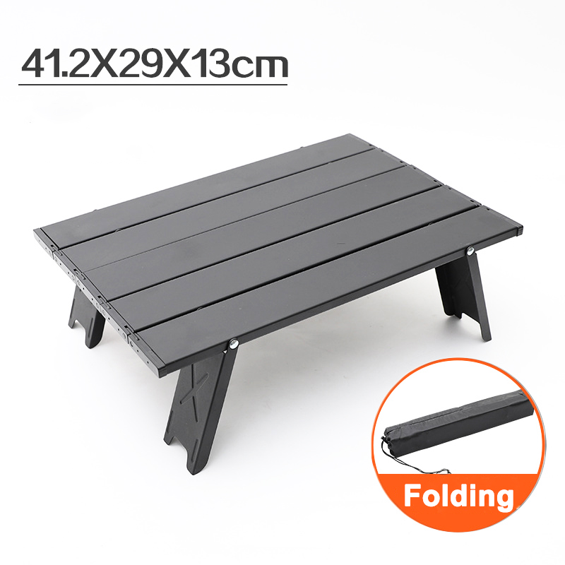 Draagbare Vouwen Picknicktafel Aluminium Mini Wandelen Reizen Thee Tafel Voor Wilde Camping Vissen Picknicks: black