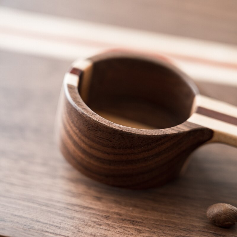Cuchara medidora tipo pala de nogal, granos de café, herramienta de medición para cocina, cuchara de madera, serie A juego de colores
