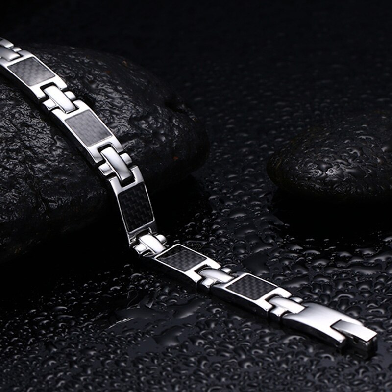 Vnox casuale in Fibra di Carbonio Della Catena A maglia Braccialetti Terapia per le Donne Degli Uomini Stanless Acciaio Bio energia potenza bilancia Magnete Dei Monili