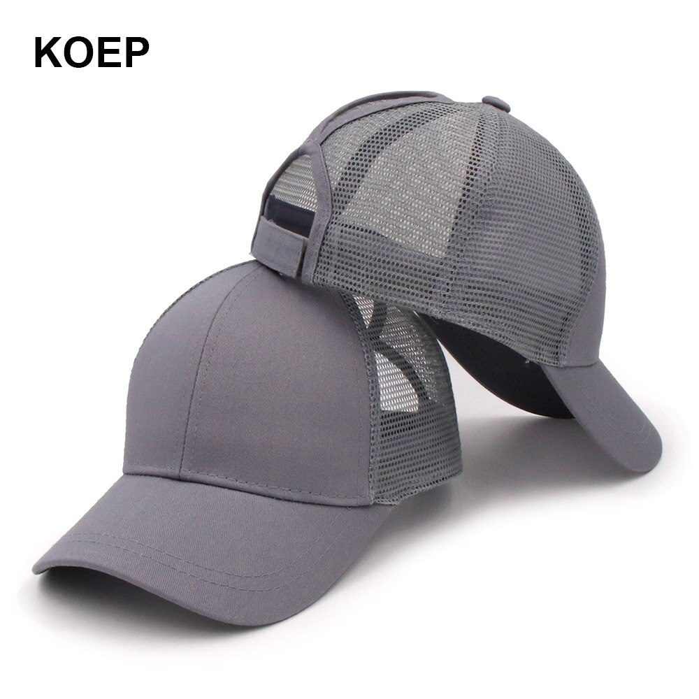 Koep hestehale baseball kasket snapback rodet bolle kasketter til kvinder kvindelig sommer mesh trucker hat pige hip hop hatte: Lysegrå