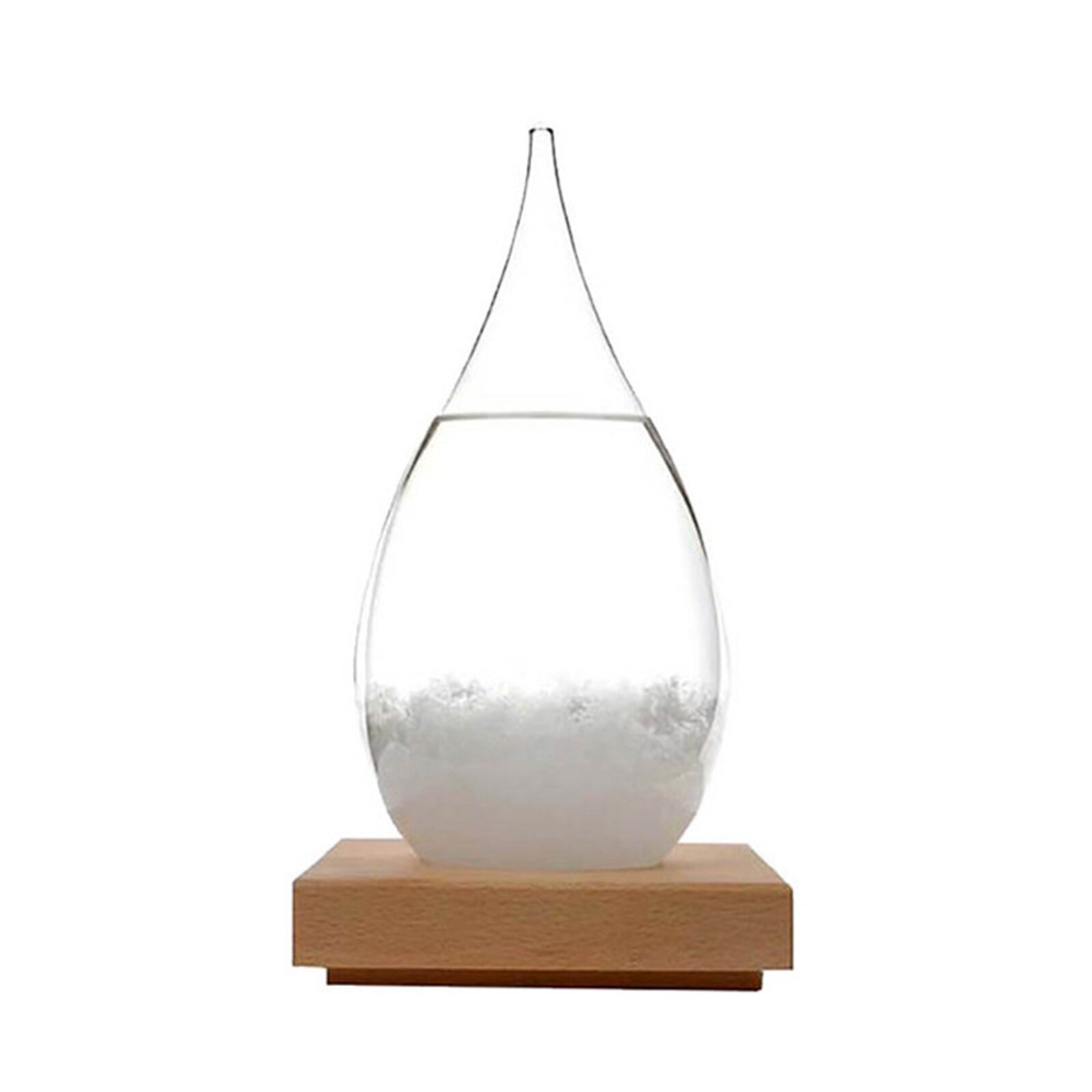 Tempest Glass Predictor Weather Forecast Decorative Barometer Drops-Shaped Small Bottle with Wooden Base FP8: Transparent