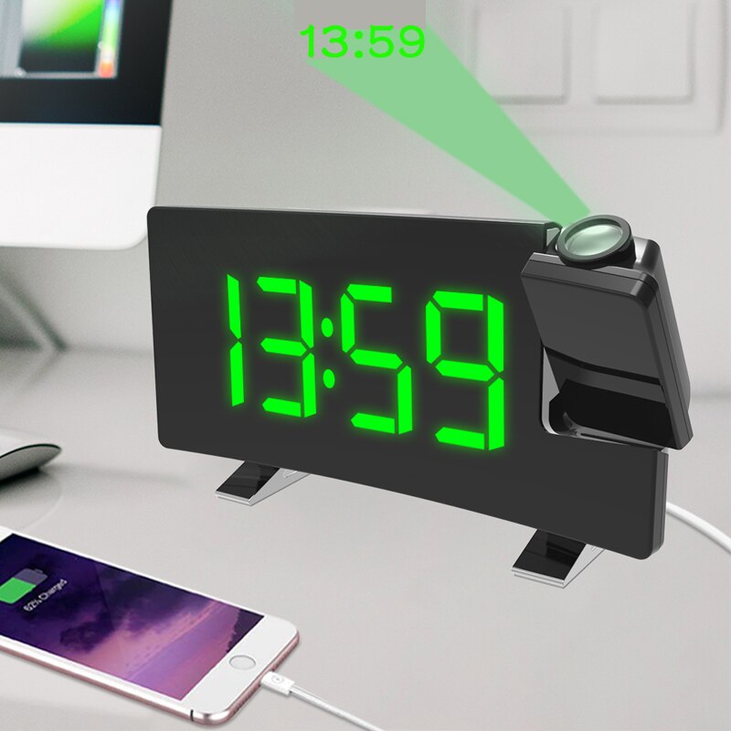 FM Radio Projection LED Digital Clock Smart Alarm Clock Watch Table Electronic Desktop Clocks Wake Up Clock Time Snooze 2 Alarm