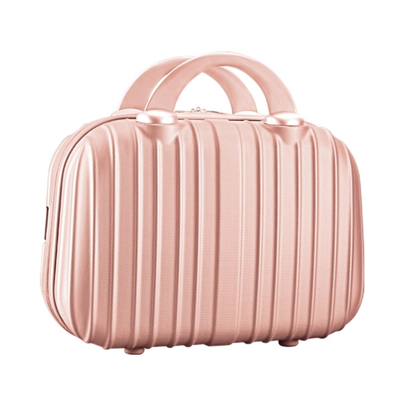 14in Cosmetic Case Luggage Small Travel Portable Pouch Carrying Box Multifunctional Suitcase for Makeup: Rose gold