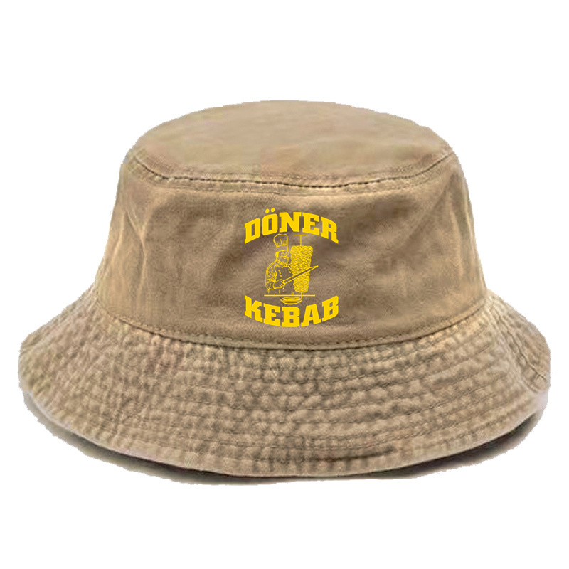 Doner Kebab Bucket Hat Distressed Hats Cap Washed Men Retro Outdoor Summer Doner Kebab Cap Bob Panama Caps: Marron