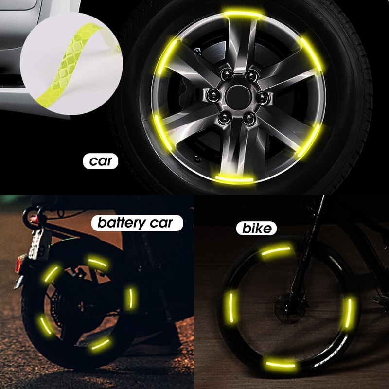 Universalhjul reflekterande remsor klistermärken nattvarning säkerhetsmärke bil motorcykel cykel däck fälg styling reflektor dekaler