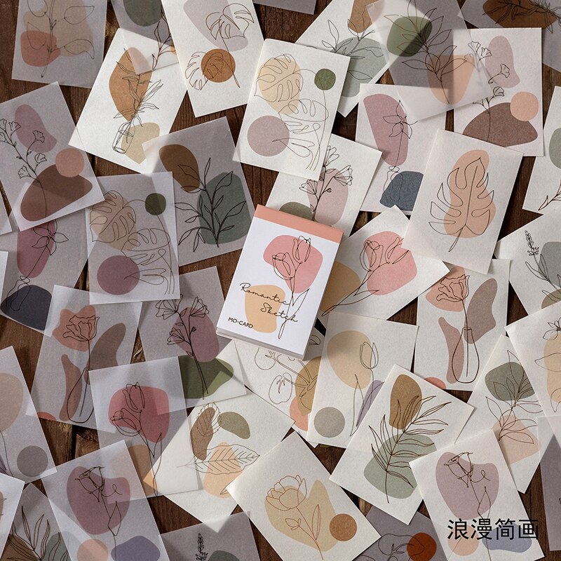 80 stk soppblomstblad mini boksider materiale papir søppel journalplanlegger scrapbooking årgang dekorativt diy håndverk papir: F