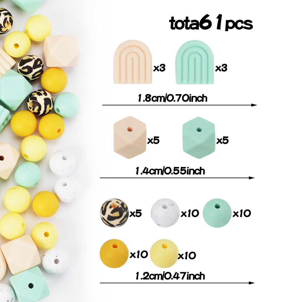 LOFCA Hexagonal arch round loose silicone beads for silicone necklaces DIY silicone teething necklaces silicone beads BPA free: Pink