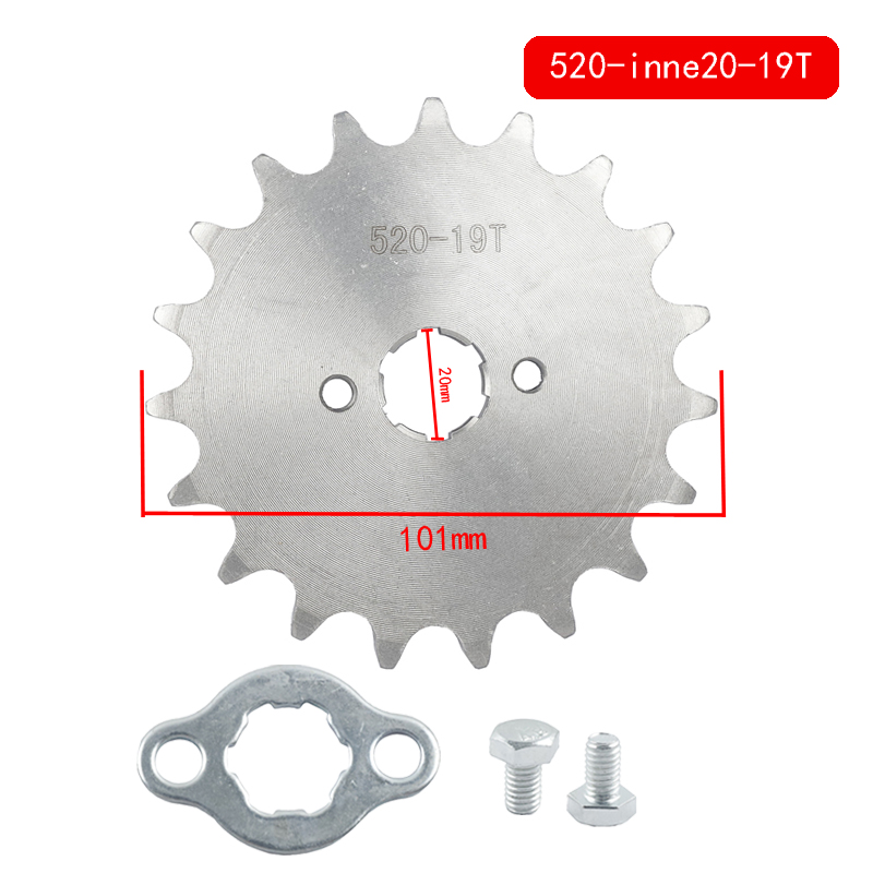 520 10t 11T 12T 13T 14T 15T 16T 17T 18T 19T 20T Dente 20mm ID Pignone motore anteriore adatto fossa bicicletta ATV Parte del motociclo: nero