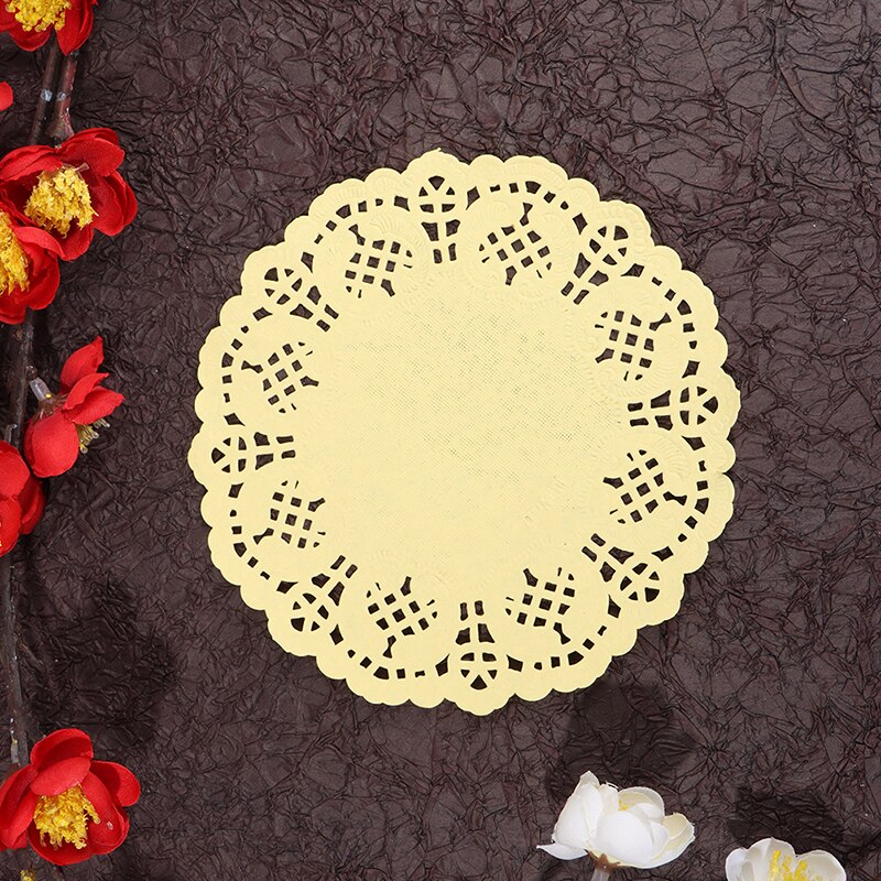 100 Uds 5,5 "de blondas de papel de encaje/manteles para boda Deco manualidades de papel suministros: Amarillo