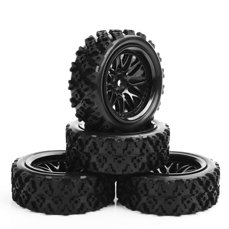 4pcs/set 1:10 RC Rubber Tyre Rim Car Racing Off Road Tires PP0487+BBNK