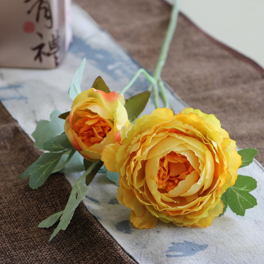 Vacker silke te pion ros blomma | konstgjorda plastblommor för bröllop, hemtillbehör, rumsdekoration: 5