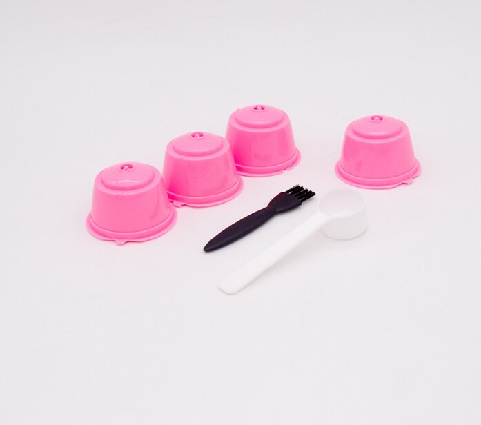 Gjenbrukbar kaffekapsel til dolce velbehag-modell påfyllbare filtre kurver pod myk smak søt etterfylling filter kaffe: Rosa