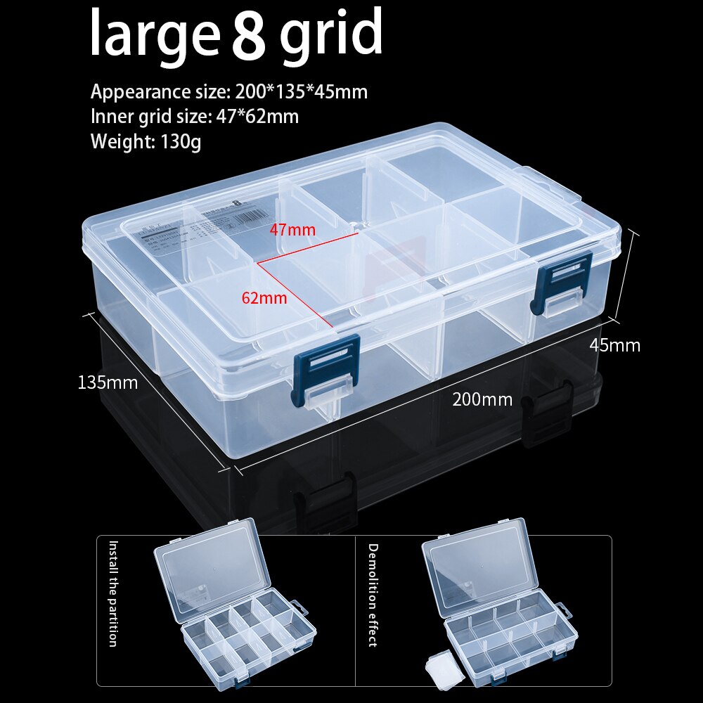 LUXIANZI Adjustable Plastic Storage Tool Box Portable Transparent Metal Parts Hardware Tools Screwdriver Organizer toolbox Case: LXZ918043