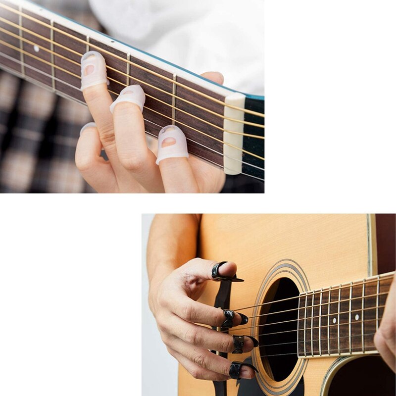 Kit de acionador de partida de guitarra incluem palhetas de dedo polegar, protetores de ponta do dedo para guitarra ukulele e outros instrumentos de corda