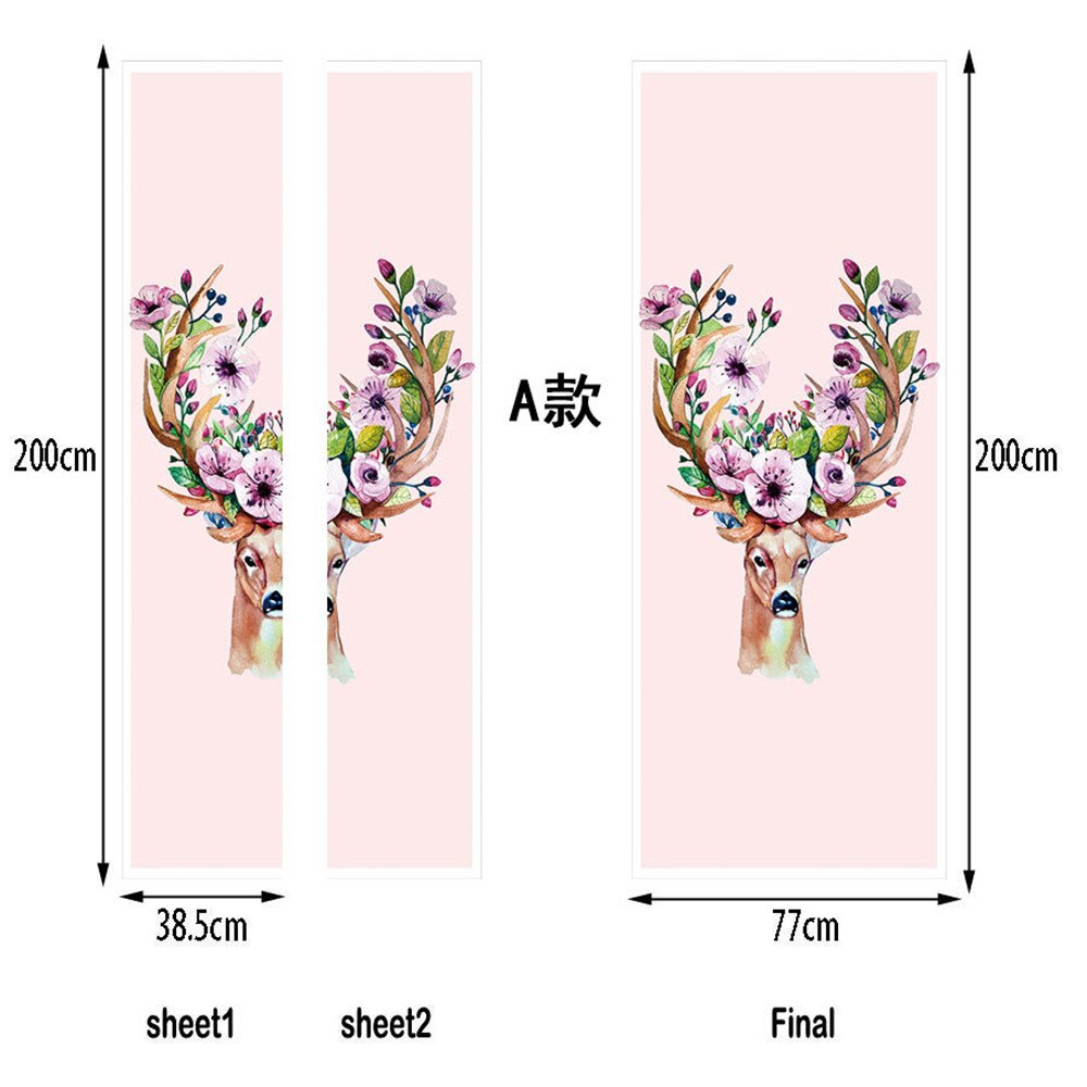 Mooie Geschilderd Elanden Europese Stijl Deur Sticker 3D PVC Behang DIY Waterdichte Muurschildering Sticker Voor Woonkamer Slaapkamer Home Decor