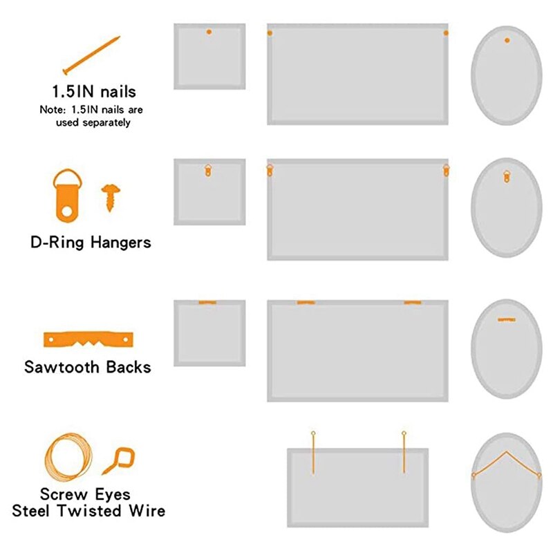 231 Pcs Assorted Picture Frame Hangers with Hooks, Nails, Hanging Wire, Saw Tooth, D Ring, Screw Eyes and Bubble Level