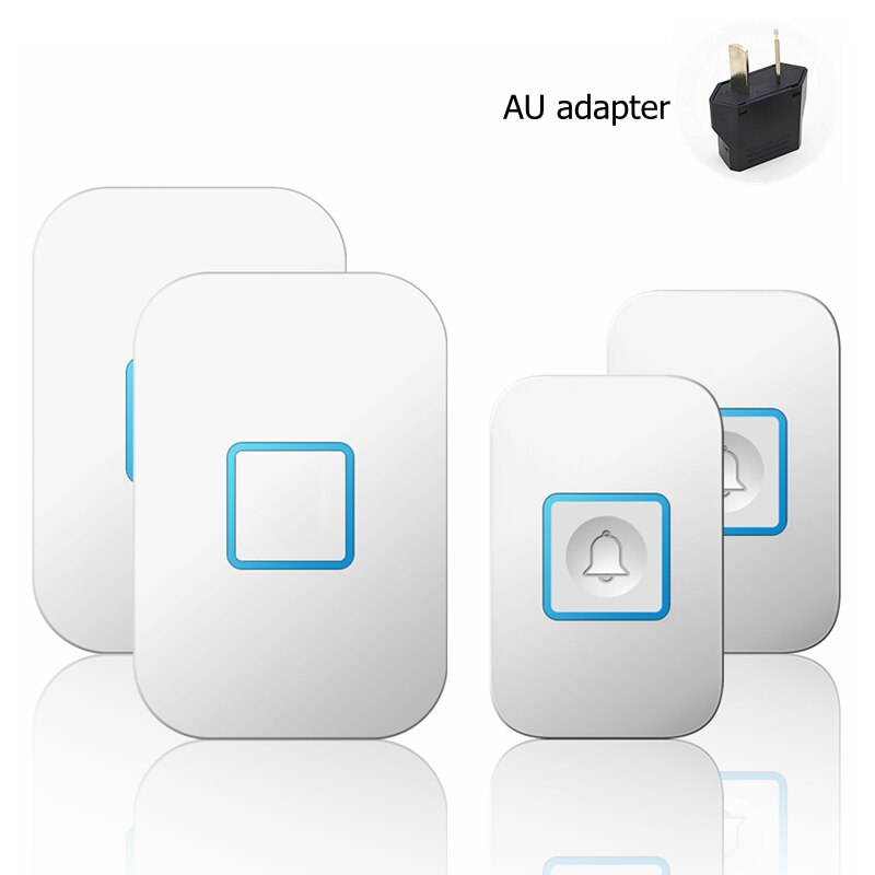 Intelligent Wireless Waterproof Doorbell 2 Button 2 Receiver US EU UK Plug 300M Remote Smart Home Door Bell Battery 60 Chimes: white 2x2 AU