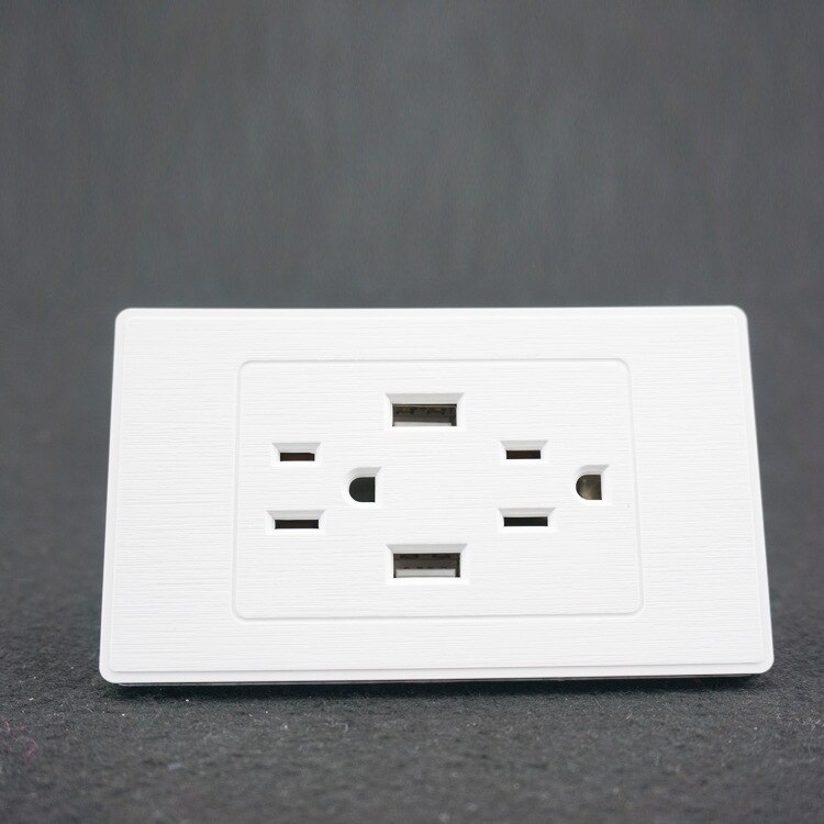 2 PCS UL American double USB socket 15A American standard three-hole socket two 3 hole US standard USB wall socket