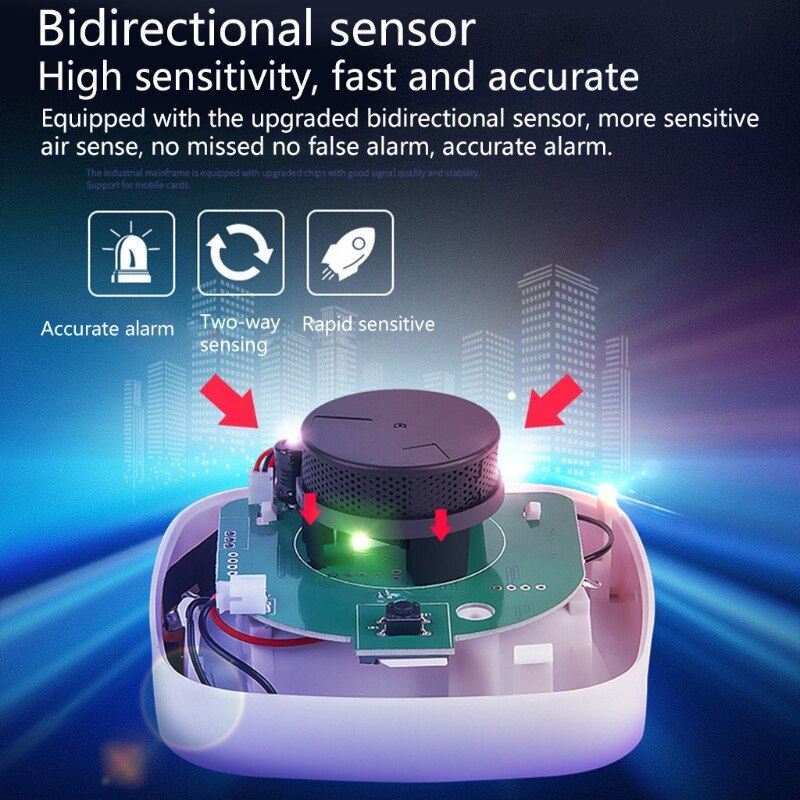Smart brandalarm progressiv lyd fotoelektrisk røg indbygget i høj nøjagtig elektrokemisk sensor fjernforbindelsesapp