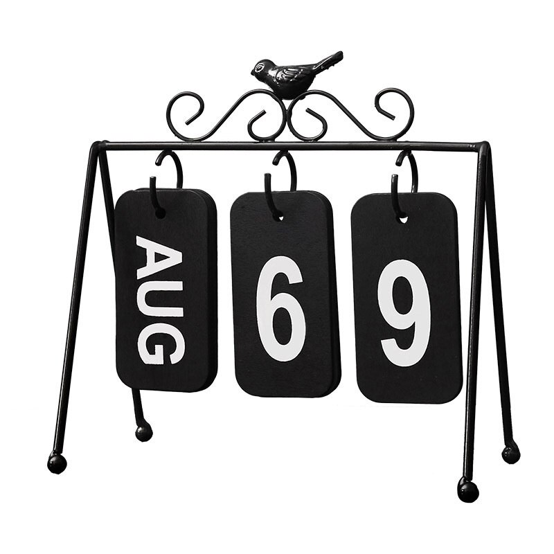DIY Iron Bird Page Flip Calendar Decoration Crafts Wooden Perpetual Calendar Home Decoration Accessories Modern
