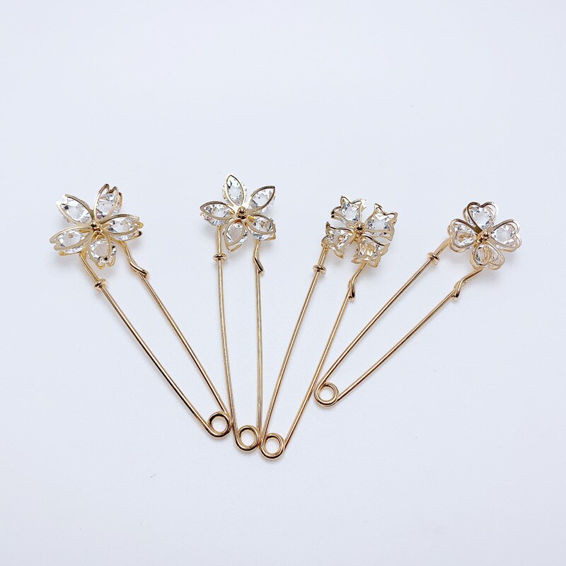 10 stuks kristallen strass broche jurk decoratie schattige gesp speld grote veiligheidsspeld kraag vrouwen sieraden voor kleding ornament