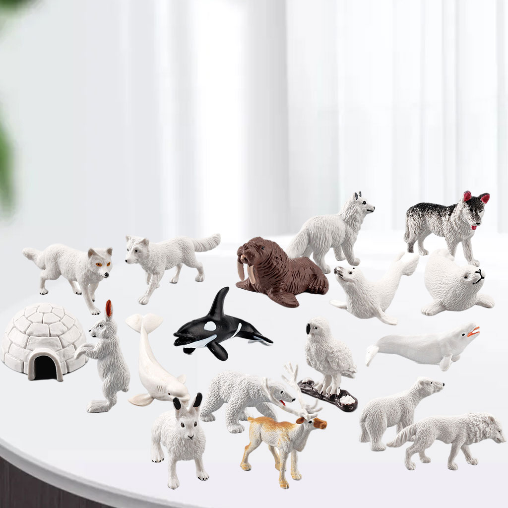 18x Realistic Mini Arctic Animals Toys Tabletop Decoration for Toddlers