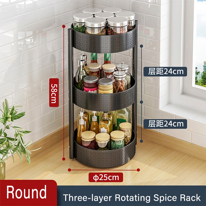 Lazy Susan Cabinet Organizer, Lazy Susan Kitchen Turntable Spice Rack Organizer, 360 Degree Spinning Storage Container Tray: 3Tier