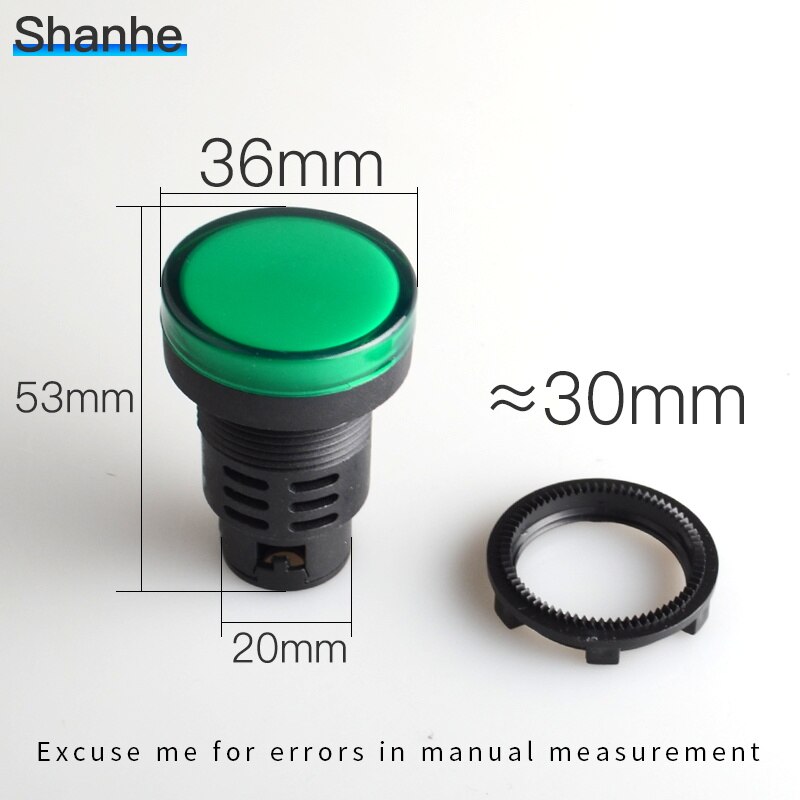30mm led indicador luz de señal de la lámpara azul, verde, rojo, blanco, lámpara de piloto amarillo 5v 12v 24v 110v 220v