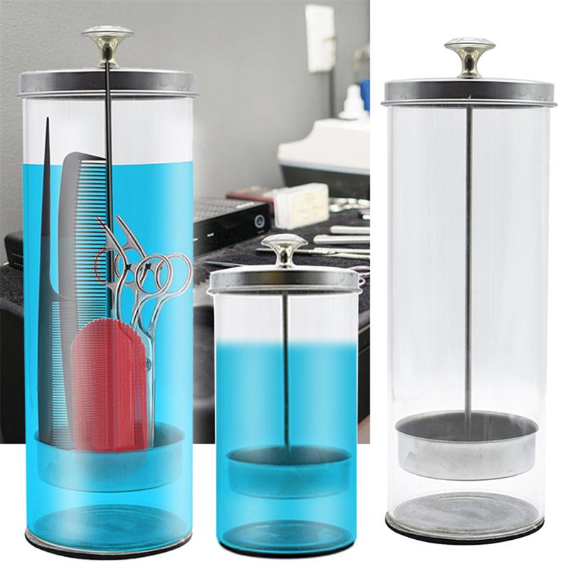 Outil de coiffure désinfectant bouteille en verre couvercle en acier inoxydable antichoc éponge fond ciseaux désinfectant approvisionnement