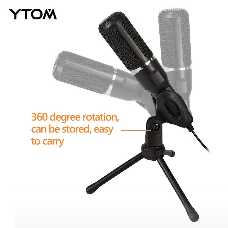 YTOM-micrófono M1Lite para PC con soporte de micrófono, micrófono de condensador de grabación con conector de 3,5mm, Compatible con PC y portátil