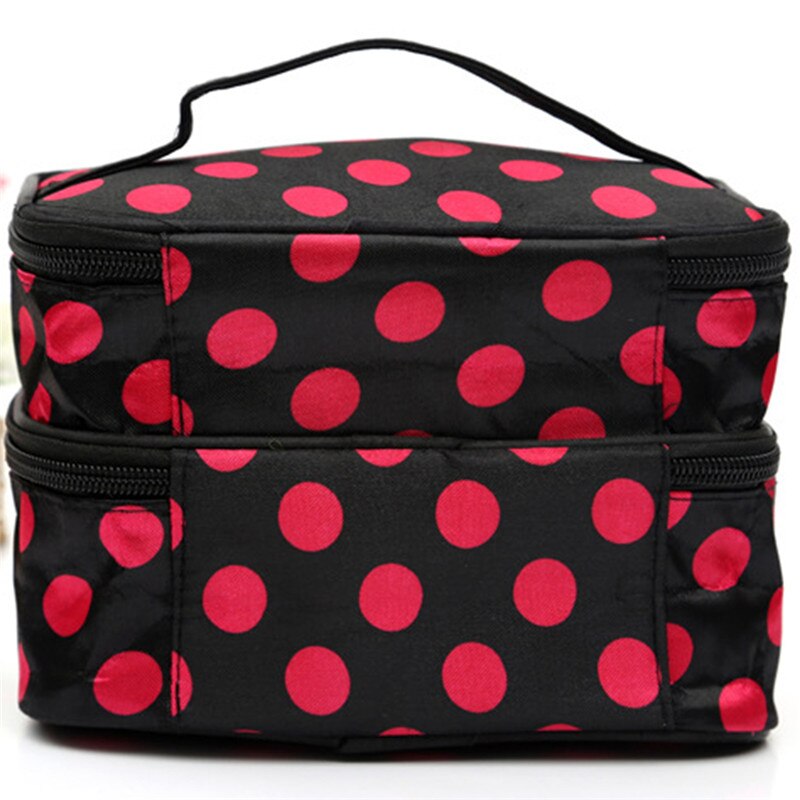 Travel Polka Dot Woman Cosmetic Bag Double Layers Storage Makeup Bag Large Capacity Practical Convenience Lady Makeup Bags