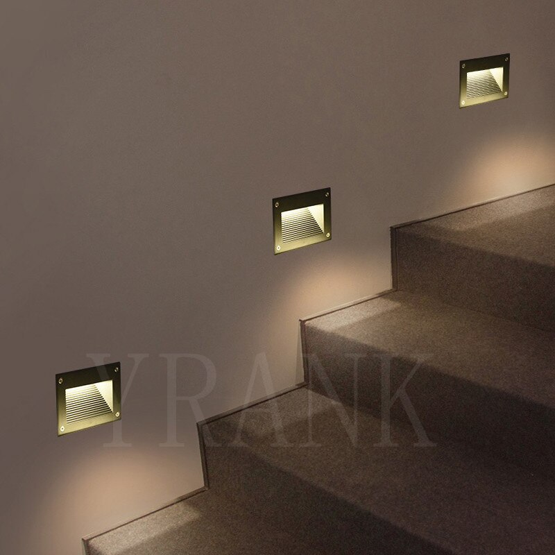 AC85V-265V 3W Wall Lamp Corner Light Recessed Step Led Stair Light IP65 Waterproof Outdoor Porch Pathway Underground lights