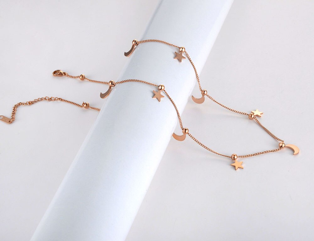 Lokaer-collier bohème en titane, acier inoxydable, lune et étoile, ras du cou pour femmes et filles, tendance, pendentif à breloque, N19214