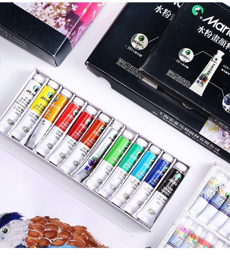 12Ml 36 Kleur Gouache Set Student Kunstenaar Tekening Professionele Set Reclame Art Milieubescherming Pigment