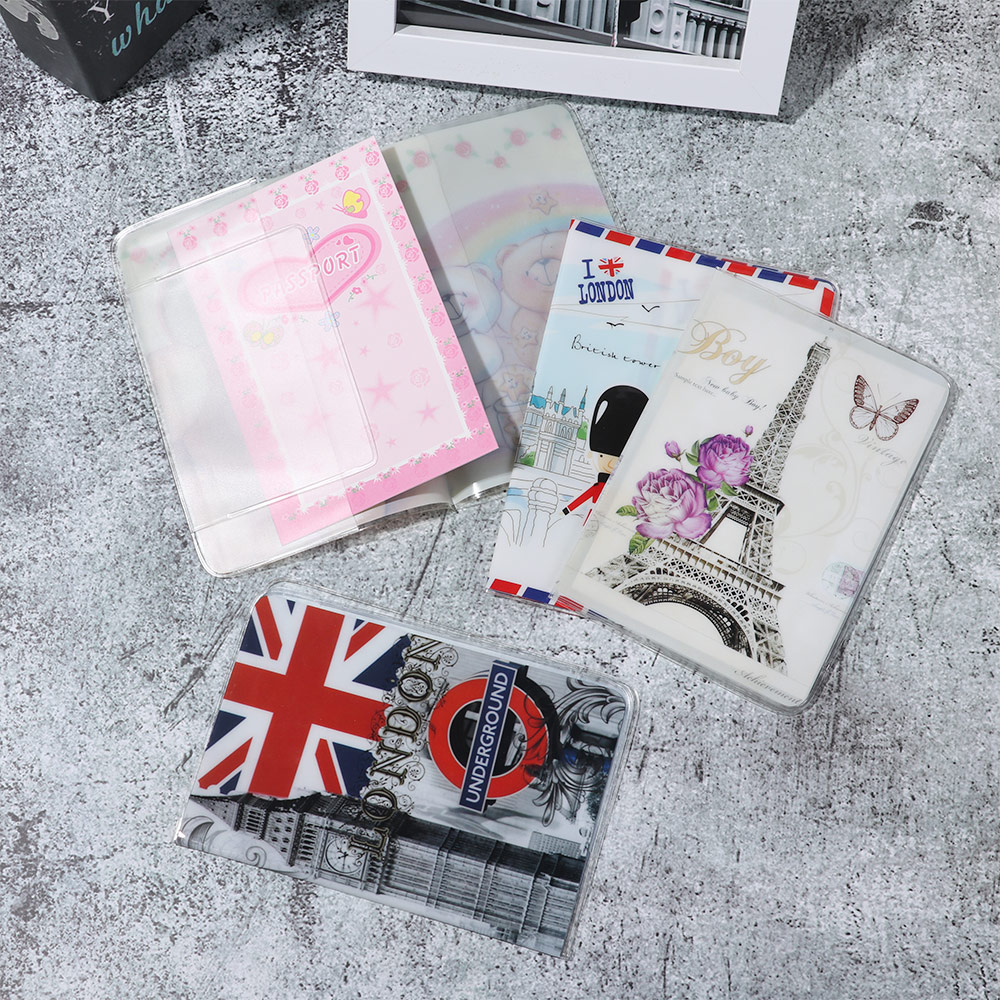 1Pc Passport Cover Card ID Holders Women Men Travel PVC Document Folder Passport Package Eiffel Tower Passport Holders