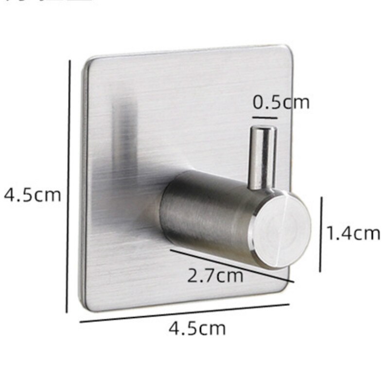 Heavy Duty Rvs Haak Zelfklevende Haak Keuken Badkamer Muur Deur Haak Houder Rack Kleding Handdoek Hanger: Silver Square