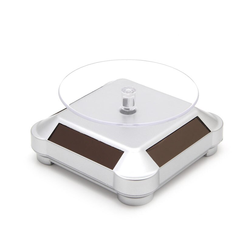 Solar Power Double-Gebruik 360 Roterende Display Stand Tafel Voor Telefoon Horloge Sieraden: silver