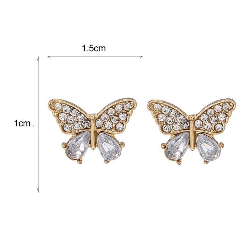 Match-Rechts Elegante Strass Vlinder Oorbellen Voor Vrouwen Koreaanse Stijl Zoete Vrouwelijke Oorbel Stijlvolle Sieraden: LX117-Butterfly