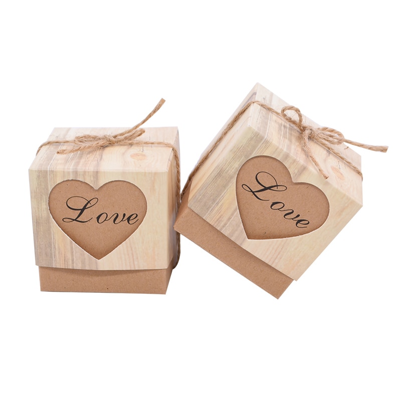 10 stk kraftpapir slik æske kærlighed hjerte krone poser festgaver til gæster bryllup baby shower fødselsdag dekoration