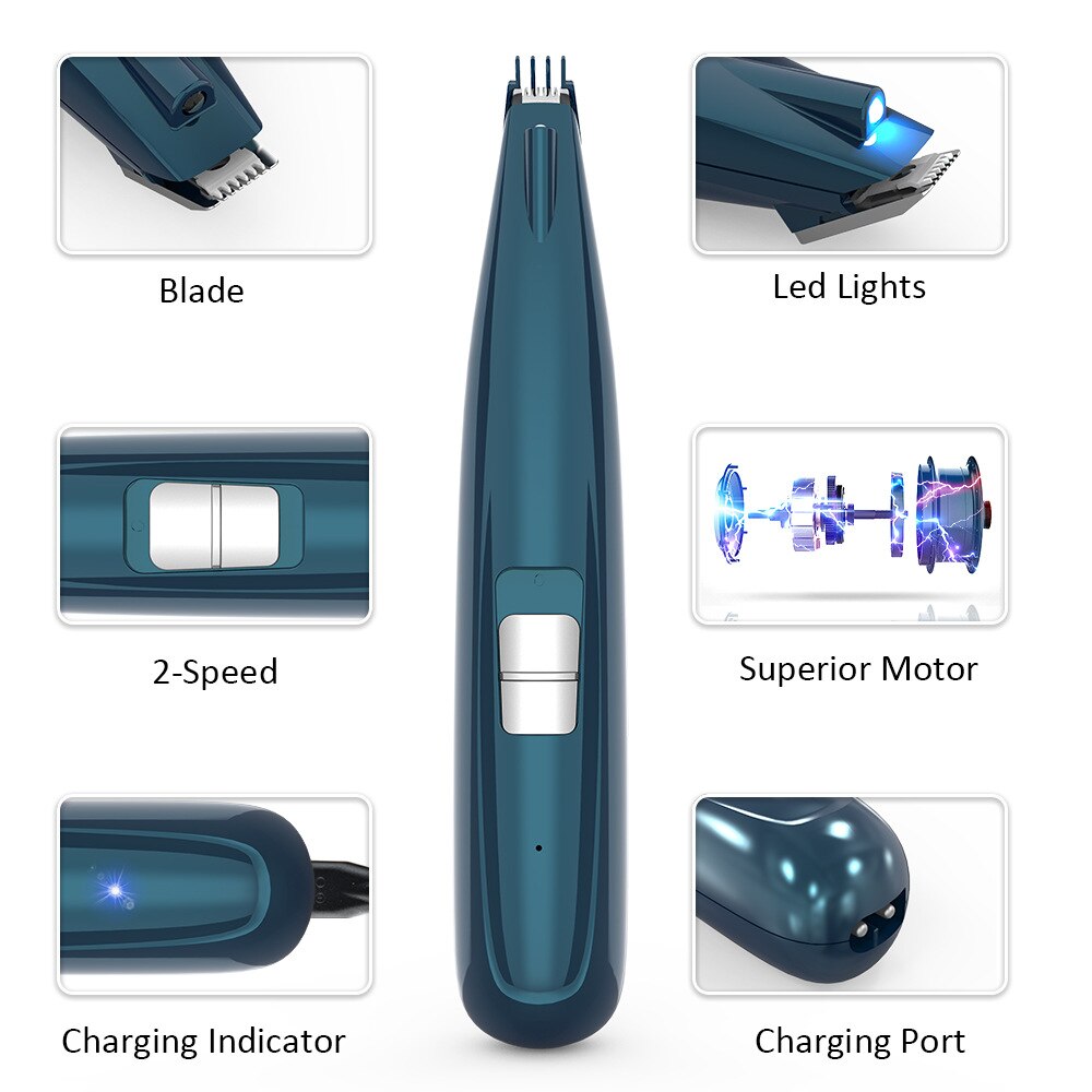 Trimmer for katter og små hunder for hund og trimmer for hunder med lav støy, elektrisk kjæledyrtrimmer for å trimme håret rundt poter