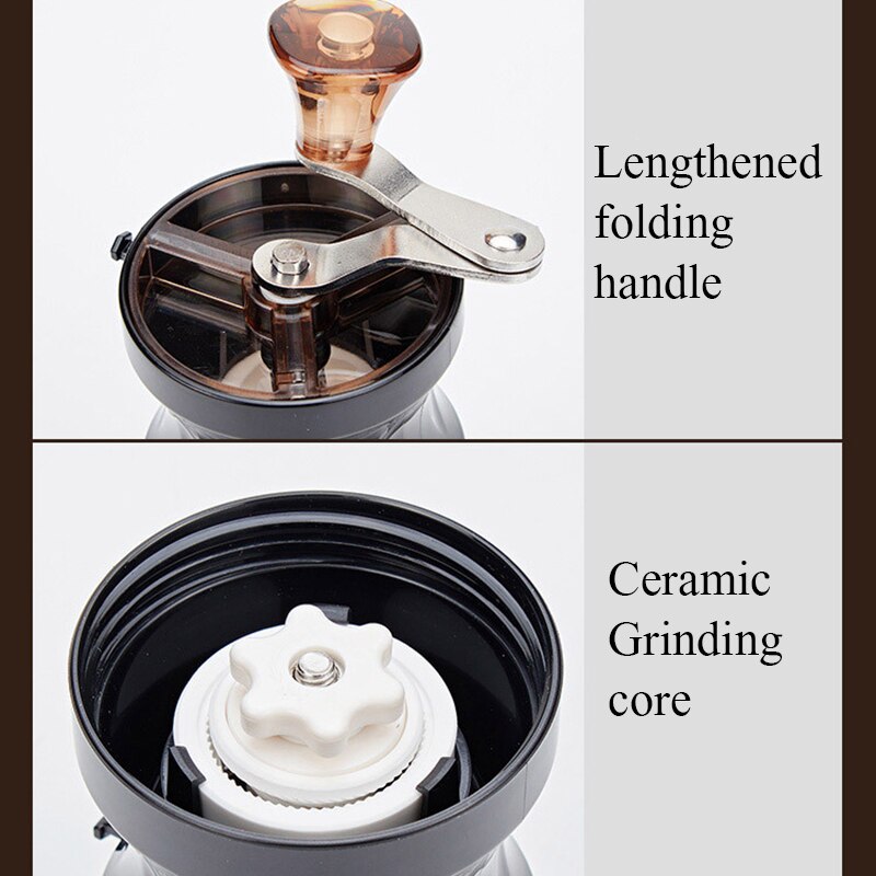 Mini Manual Coffee Grinder Acrylic Hand Adjustable Ceramic Burr Grinder Conical Coffe Bean Miller Manual Coffee Milling Machine