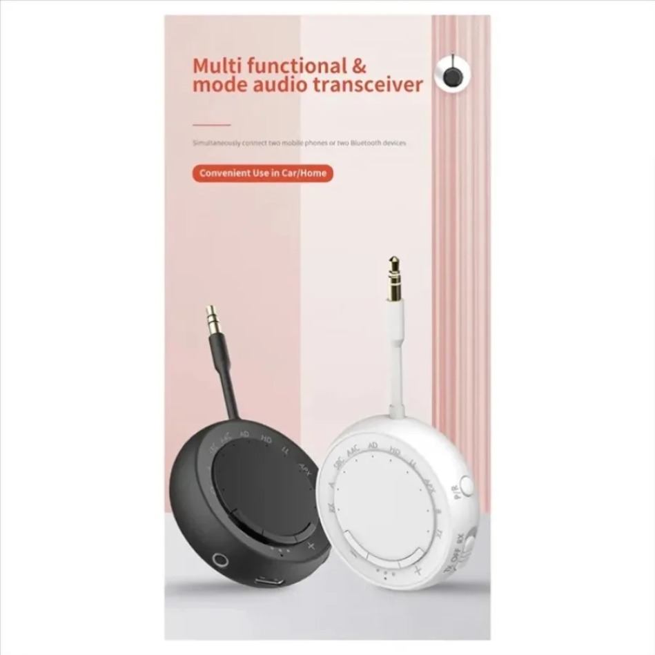 Adaptador Bluetooth 5,4 transmisor receptor adaptador para 2 auriculares baja latencia/HD AUX Audio inalámbrico Bluetooth avión