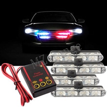 4x4 LED cc 12V luz estroboscópica de advertencia luz de policía intermitente luces de bomberos ambulancia blanco amarillo rojo azul CarTruck luz de día