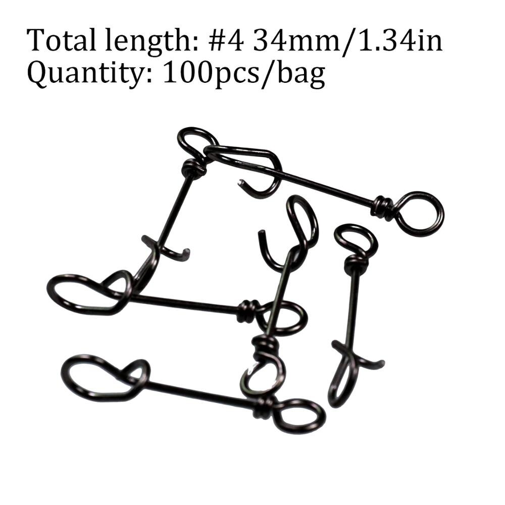 100Pcs/Set Fishing Spring Clip Snap Clamp Buckle Pins Stainless Steel Fishing Swivel Snaps Spring Connector Bass Fishing Tackle: 100Pcs Size 4
